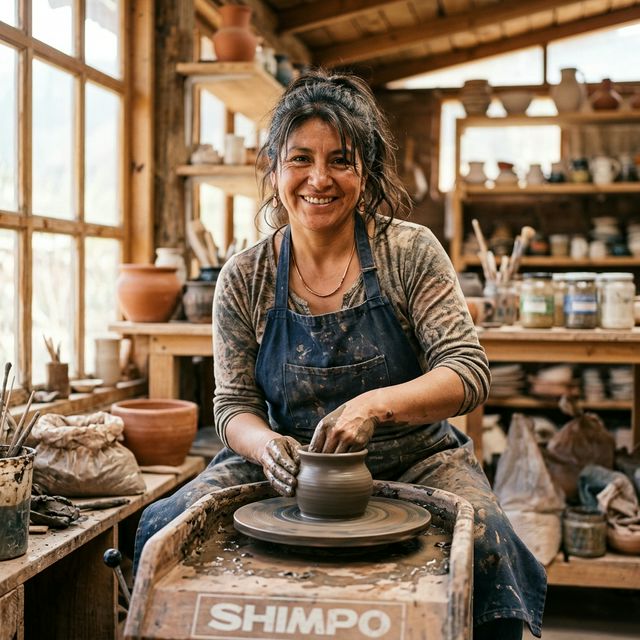 Artesana trabajando en cerámica