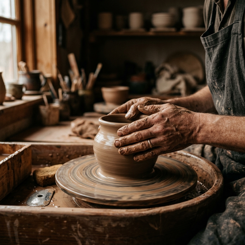 Artesano trabajando cerámica